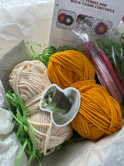 🧶 Kit crochet Cosyneva - 2 sous-tasses (Livraison offerte)