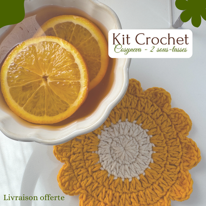 🧶 Kit crochet Cosyneva - 2 sous-tasses (Livraison offerte)